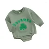 Rompertjes Baby Meisje Jongens St Patricks Day Kleding Outfit Lange Mouw Klaver Borduren Sweatshirt Romper