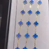 Van-Clef Arpes Bransoletka Designer Kobiety Najwyższa jakość Boguła czterolistna koniczyna pięć kwiatów Bransoletka Lucky Flower dwustronna V Gold 18K Rasose Gold Blue Chalcedony