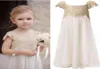 Vintage Flower Girl Dresses for Bohemian Wedding Cheap Floor Length Cap Sleeve Empire Champagne Lace Ivory chiffon First Communion4696356