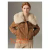 2024 Maillard Denim Branco Ganso Down Jacket Designer Casaco Senhoras Inverno Fox Fur Hungry Velvet Torta Curta Superar Jaqueta de Alta Qualidade Mulheres Down Jackets 467