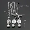 Halsketten Blume Sier Schmuck Weißer Zirkonia Süßwasserperlen Schmucksets für Frauen Hochzeit 4-teiliges Perlenketten-Set