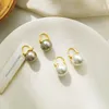 dangle earringsヴィンテージレトロなスタイリッシュなパールイヤリング高品質のリアルゴールドメッキインシンプル韓国ファッションレディ
