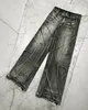 Y2K Destroyed Stitching Jeans Herren Schwarz Washed Gothic Style Street Trend Kleidung Retro Loose Wide Leg Hose Herbst Jungs 240113
