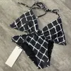 Lyxig sexig bikini designer badkläder kvinnor modeparty strand bikini halter hals split baddräkt