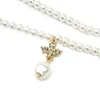 Hänghalsband lyxiga tvåskikts pärla vintage halsband damer elegant charm fransk romantisk stil kedjekedjeminnesgåva