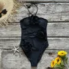 2023 Sexy Floral Lace Up Badeanzüge Aushöhlen Frauen Bademode Push Badeanzüge Bodys Strand tragen Monokini 240113