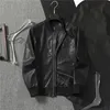 Neue Frühlingsjacke aus echtem Leder, Designer-Herrenjacke, Herren-Jugend-Baseballkragen, Frühling und Herbst, lässige schwarze Motorrad-Lederjacke