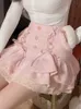 Japanse Kawaii Lolita Mini Rok Vrouwen Winter Kant Casual Elegante Zoete Vrouwelijke Hoge Taille Bandage Koreaanse 2023 240113