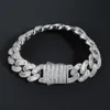 Benutzerdefinierte 16 mm Vvs Moissanit Iced Out Diamantkette Halskette Arc 925 Sterling Silber Baguette Cuban Chain