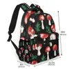 Sacos escolares unissex cogumelos vermelhos mochila para viagens moda bolsa de ombro adolescente menina