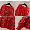 Maglione natalizio da donna con perline e quadri a quadretti Autunno Inverno Diamanti all'uncinetto con paillettes scozzesi Pullover Maglieria Maglioni Top 240113