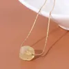 Pendant Necklaces Natural Stone Citrine Beads Necklace Square Faceted Raw Mineral Fashion Gold Color Adjustable Chain Gifts