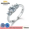 Gra brilhante real 1ct d cor diamante anéis de casamento para mulheres original 925 prata esterlina luxo qualidade jóias finas 240113
