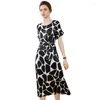 Vestidos casuales Black Dot Seda Floral Maxi Vestido Mujeres Femme 2024 Verano Largo Trabajo Boho Beach Office Sexy Party Luxury Plus Tamaño