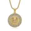 Hip Hop glacé CZ tête de Lion pendentif mâle couleur dorée 14k or jaune rond collier Animal pour hommes bijoux de haute qualité