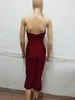 Casual Dresses 2024 Color Fashion Elegant Red Wine Strapless Celebrity Party Style Wholesale Knee Length Bandage Dress