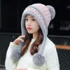 編み帽子の厚い温かいイヤフラップ帽子スカーフ2pc