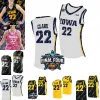 22 Caitlin Clark Jersey Iowa Hawkeyes Femmes Maillots de basket-ball universitaire Noir Blanc Jaune