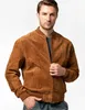 FLAVOR Men's Leather Baseball Bomber Jacket Vintage Suede Pigskin