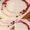 Braccialetti con ciondoli Bracciale con cordino rosso fatto a mano Amuleto in polsino di bambù per buona fortuna e successo Donne tessute regolabili