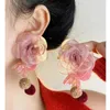Dingle örhängen gasar rosa blomma för kvinnor och flicka söt smyckesfest syster gåva