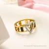 Designer smycken ringer box förpackning vigselring charm ring 18k guld pläterad butik smycken nya kvinnor par älskar bröllop ring klassisk lyx stil smycken