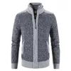 Mens Sweater Coat Fashion Patchwork Cardigan Men Knitted Jacket Slim Fit Stand Collar Thick Warm Coats 240113