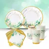 Vaisselle jetable vert sauge vaisselle jetable tropique verdure fête assiette en papier mariage anniversaire décoration Jungle Safari thème fête Decorvaiduryd