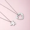 Pendant Necklaces 2 Pcs/Set Stainless Steel Heart Puzzle Couple Necklace Fashion Jigsaw Friends Brothers Sisters Jewelry