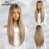 Synthetic Wigs oneNonly Synthetic Wig Blonde Wig Long Straight Wigs for Women Party Cosplay Natural Human Hair Heat Resistant Q240115