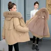 Women's Trench Coats 2024 Winter Jackets Women Parka Fashion Coat Wool Liner Hooded Parkas Fur Collar Thick Warm Snow Wear Cotton Padded