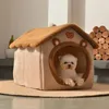 Casa de cachorro dobrável canil cama para cães pequenos inverno quente cama de gato ninho confortável cama de cachorro caverna sofá produto para animais de estimação 240115