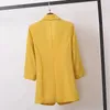 Giacca da donna moda tinta unita giallo tessuto di cotone nero cappotto oversize allentato giacche primavera estate OL abito da donna 240115