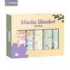 Elinfant 5pcs Gift Set Bamboo Cotton Muslin Bib Burp Cloth 100 6060cm 2 Layers Baby Scarf Handkerchief 240115