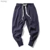 Pantaloni da uomo Sarouel pantaloni da uomo in cotone e lino robusto elastico in vita abbigliamento da strada da jogging cavallo ampio casual nuova collezione 2022 YQ240115