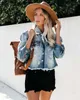 Women's Jackets 2022 Hot Sale Women Ripped Long Sleeve Denim Jacket Fashion Slim Short Jeans Coat Street Trendy Casual Clothing S-2XL Drop Ship YQ240115