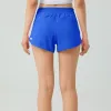 lu Womens Sports Yoga Şort Yüksek katlı kaplı cepler şort fitness giymek kadınlar kısa pantolonlar kızlar elastik lu88240 2.5 inç iç kısım
