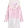 Uniforme escolar japonês cosplay feminino sakura luz rosa tops branco saia plissada jk uniforme meninas japonês marinheiro suit245n