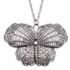 Pendant Necklaces Antique Silver Color 67x48mm Butterfly Necklace For Women Men Long Chain