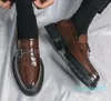 Chaussures habillées Luxe Crocodile Imprimer Le Fou Haute Qualité En Cuir Mode Semelle En Caoutchouc Pour Hommes Marron Casual