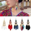 Pendientes colgantes bohemio étnico pluma larga boho boho gota de agua cubierta para mujeres regalos de joyería