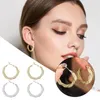 Hoop Earrings Mesh Design Crystal Hollow For Women Retro Exaggerated High End Ear Jewelry
