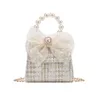 Lady stijl kinderen parels ketting handtas meisjes pailletten kant Strikken applique prinses een schoudertas kids crossbody tassen Z6722