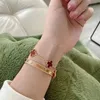 4/fyra lyxmärke Clover Armband Fashion Charm Vanscleef Armband Högkvalitativt rostfritt stål Diamond 18K Rose Gold Designer Kvinnesmycken Armband