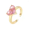 Cluster Rings KOFSAC Cute/Romantic Love Heart Ring For Women Engagement Gift Chic 925 Silver Gold Color Jewelry Shining Zircon Pink