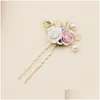 Acessórios de cabelo estilo chinês meninas hairpin requintado branco cristal garfo moda folha pinos festa noiva ornamentos gota entrega bebê k othvc