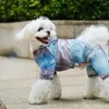 Dog Apparel Gradient Contrast Stitching Pet Products Raincoat Fashion Walking Waterproof Hooded Rain Coat Loose Cute Puppy Raincoats