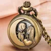 Montres de poche Vintage Bronze cadeau montre mode Relogios avec collier chaîne pendentif petite taille amoureux Relogio mâle femme horloge