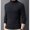 Autumn Winter Fold High Neck Sweater Mens Chenille Fashion Fleece Thick Warm Solid Braid Patchwork Long Sleeved Casual Knit Top 240115