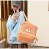 Sacs d'école Dessin animé ours en peluche sac à dos adolescent filles cartable jeunesse femme Orange grande capacité sac à bandoulière doux moelleux sac à dos